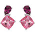 Beautiful multi shape earrings featuring gorgeous Garnet Rhodolite and Topaz Passion gemstones. Diamonds are G-H in color and I1 or better in clarity. Polished to a brilliant shine. 