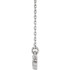 Beautiful 14Kt White gold bezel set 1/3 ct. tw. diamond necklace hanging from a 16-18" inch chain which is included.