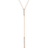 This alluring diamond bar "Y" necklace is striking. Set in 14kt rose gold with 20 shimmery diamonds weighing 1/5 ct tw, it is a perfect necklace for the perfect black dress. Don this knockout and all eyes will be on you.