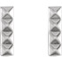 Beautiful platinum pyramid bar earrings with friction backs. The size of the earring is 9.06x2.52mm. Total weight of the gold is 1.36 grams.