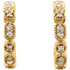 Superb style is found in these 14Kt yellow gold Granulated J-Hoop earrings accented with the brilliance of round full cut diamonds. Total weight of the diamonds is 1/8 carats.