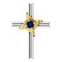 Symbolize your Christian faith with this blue sapphire cross pendant in 14K White/Yellow Gold. This simple gemstone cross pendant proudly displays one shining round-cut genuine blue sapphire. The pendant has an approximate gold weight of 1.28 grams. Matching chain sold separately!