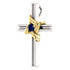 Symbolize your Christian faith with this blue sapphire cross pendant in 14K White/Yellow Gold. This simple gemstone cross pendant proudly displays one shining round-cut genuine blue sapphire. The pendant has an approximate gold weight of 1.28 grams. Matching chain sold separately!