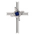 Symbolize your Christian faith with this blue sapphire cross pendant in Sterling Silver. This simple gemstone cross pendant proudly displays one shining round-cut genuine blue sapphire. The pendant has an approximate gold weight of 1.04 grams. Comes with a 16-18" adjustable sterling silver solid cable chain.