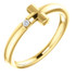 Featuring a round-cut diamond, this 14k yellow gold sideways cross youth ring is a dazzling way to showcase your faith.