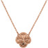 Styled in 14k rose gold, this clover necklace is a lovely way to bring luck with you wherever you go. The pendant is suspended from a 18-inch cable chain secured with a spring ring clasp.