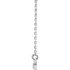 Beautiful 14Kt White gold graduated bezel set 1/8 ct. tw. diamond necklace hanging from a 16-18" inch chain which is included.