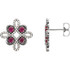 Beautiful 14Kt white gold clover earrings featuring eight gorgeous rubies and 1/4 total carat weight of diamonds. 