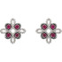 Beautiful 14Kt white gold clover earrings featuring eight gorgeous rubies and 1/4 total carat weight of diamonds. 