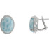 Aqua blue larimar gemstone earrings add mystery to any outfit.

These contemporary studs feature oval shaped larimar stones, surrounded by a rope-like design of sterling silver, creating a pair of unusual studs you'll love wearing.

Each 16x12mm large cabochon cut larimar gemstone is prong set into a lever-back stud earring that will quickly become her favorite fashion accessory.