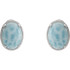 Aqua blue larimar gemstone earrings add mystery to any outfit.

These contemporary studs feature oval shaped larimar stones, surrounded by a rope-like design of sterling silver, creating a pair of unusual studs you'll love wearing.

Each 16x12mm large cabochon cut larimar gemstone is prong set into a lever-back stud earring that will quickly become her favorite fashion accessory.