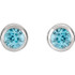 Delightfully colorful, these hand-selected gemstone earrings feature vibrant blue topaz gemstones complemented by 14k white gold round bezel set stud settings.