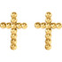 These small stud earrings feature a beaded cross designed from polished 14k gold with a friction back post. It is approximately 7mm (1/4 inch) in width by 9mm (3/8 inch) in length.