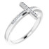 Share your faith for all to see with this sparkling diamond cross ring. Created in 14K white gold this design features a traditional cross outlined with shimmering diamonds and turned on its side. Certain to become a treasured favorite, this ring captivates with 1/10 ct. t.w. of diamonds and a polished shine.