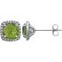 Beautiful sterling silver Peridot August birthstone diamond earrings with .015 ct tw. Say "I love you" to any woman in your life; a friend, mother, wife, girlfriend, daughter. All earrings are sold in pairs. 