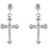 Simple elegance in a faith inspired design diamond cross dangle earrings fashioned from 14k white gold. Earrings measure 15.00x10.50mm with a bright polish to shine.