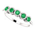 Crafted in 14k white gold, this ring features 5, round, emerald gemstones. 