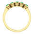 Crafted in 14k Yellow gold, this ring features 5, round, emerald gemstones. 