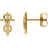 Superb style is found in these 14Kt yellow gold infinity inspired earrings. Polished to a brilliant shine.