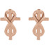 Superb style is found in these 14Kt rose gold infinity inspired earrings. Polished to a brilliant shine.