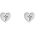 A simple but meaningful symbol of faith, was created from polished platinum and features a heart and cross earrings with a friction-back post. They are approximately 7.50mm in width by 7.60mm in length.