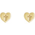 A simple but meaningful symbol of faith, was created from polished 14k yellow gold and features a heart and cross earrings with a friction-back post. They are approximately 7.50mm in width by 7.60mm in length.