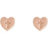 A simple but meaningful symbol of faith, was created from polished 14k rose gold and features a heart and cross earrings with a friction-back post. They are approximately 7.50mm in width by 7.60mm in length.