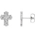 This symbol of Christianity was created from polished sterling silver. Floral-inspired cross earrings with a friction-back post. They are approximately 9.52mm in width by 11.75mm in length.