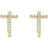 Treat the woman of faith to these dazzling diamond cross hoop earrings. Expertly crafted in 14k yellow gold, each hoop features a diamond-lined cross-shaped accent, a brilliant expression of her beliefs. Radiant with 1/4 ct. t.w. of diamonds and finished with a bright polished shine, these hoops secure comfortably with friction backs.