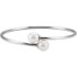 This beautiful bangle bracelet features one 9.5-10mm round Freshwater Cultured Pearl at each end. This flexible bracelet is made in Sterling Silver and measures 7 inches long with a 20mm width.