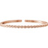 This bangle bracelet showcases round diamonds flush set in 14k rose gold. Total weight of the diamonds is 1/6cts. Total weight of the gold is 14.49 grams.