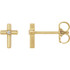 This is a set of glamorous cross earrings constructed of 14k yellow gold. These stud earrings have a round brilliant shape diamond. These earrings are polished to a mirror like finish metal. They have a post with friction back to keep them holds to your ear. Invest in these alluring cross earrings now and embellish yourself with these jewelries. 