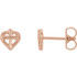 A simple but meaningful symbol of faith, was created from polished 14k rose gold and features a heart and cross earrings with a friction-back post. They are approximately 6.04mm in length by 5.76mm in width.