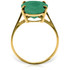 A 14K Gold ring featuring an oval-shaped Natural Emerald, creating a majestic aura. This ring is almost as elegant as the lady who will wear it, and she is sure to love it.