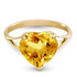 Look absolutely dazzling when you place this 14k gold ring with heart citrine upon your finger. Citrine is known for its radiant beauty, which is made even more breathtaking when cut in a unique heart shape. The stone weighs 3.10 carats, adding a jaw dropping amount of sparkle that makes this piece so popular. This ring makes an amazing birthstone ring, or is perfect for anyone who loves pieces that are big, bold, and beautiful.