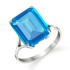  This very lovely 14k gold ring features a dazzling natural octagon blue topaz. The stone seems to flash with light and is held securely in place with a four-prong 14k gold setting. The precise octagon cut displays the vivid, deep blue color of the stone. The gemstone measures nearly one inch in height. The large stone, coupled with the gleaming gold setting, is sure to attract some attention during a night out on the town. The simple yet elegant ring setting comes in your choice of white, rose or yellow gold.