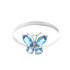 This 14k gold butterfly ring with natural blue topaz saccharine and beautiful. The gold setting can be changed to your choice of white, rose or yellow gold alongside your personal ring size. Four natural-blue topaz stones form the shape of a lovely butterfly. The stones are a total of 0.60 carats and make this ring the perfect size. It is never gaudy or overdone. This sweet ring is the perfect gift for a young girl or someone that loves butterflies. It will quickly become an everyday favorite, and earn a special place in her heart. Each ring is as unique as the natural stones used.