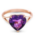  A simple and elegant gold band made of high quality gold, available in yellow, white, or rose gold, hugs the finger elegantly when spotlighting this glamorous piece. An amazing 3.10 carat heart amethyst stone sparkles unbelievably, with a color that can dress up any outfit. This showstopping ring makes a jaw dropping gift for those born in February.