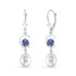 Exceptional cultured freshwater pearls drop from exotic round-shape tanzanite drop earrings fashioned in 14k gold.
