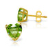 Classic gemstone studs are a piece that are perfect for everyday wear to look colorful and bright. With these 14k gold stud earrings with peridot, gold, gemstones, and a gorgeous heart shape are used to form studs that are stylish enough to wear anytime. Two heart shaped stones add feminine charm and appeal, while over three carats of dazzling sparkle show off the stunning color of natural peridot. These earrings would make a standout gift for those celebrating birthdays in August or also make a great pair of earrings that are suitable to wear for any occasion.