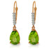 These 14k gold leverback earrings with natural diamonds and peridot are the perfect choice for women who love to wear fun dangling earrings. The leverback style is used to create movement and show off the beautiful diamonds and peridot stones that each pair creates, while being comfortable and sleekly crafted from 14k yellow, white, or rose gold. Ten total diamonds adorn the surface of each pair, with five genuine stones studding each earring. A dangling pear cut solitaire peridot hangs from each setting, each stone weighing 1.50 carats to show off the bright, glowing beauty of August's beautiful birthstone.