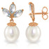 Dainty elegance is what you will get with these 14K rose gold Dangling Earrings with Pearls & Aquamarines. Wear your beautiful hair up in a bun to fully show off these classic beauties. Each earring features a single 8 carat pear shaped white Pearl and three marquis shaped 1.50 carat semiprecious Aquamarine gemstones.


These earrings are secured by post-friction pushbacks. The setting is crafted of 14K rose gold for a lifetime of enjoyment. Wear these to dinner, to the theater, or to a special party. If tasteful elegance is what you seek, then look no further; it is to be found right here.