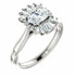 Crafted in sterling silver, this ring features one oval Genuine White Sapphire gemstone accented with 18 genuine diamonds.