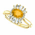 Crafted in 14k yellow gold, this ring features one oval Genuine Citrine gemstone accented with 18 genuine diamonds. 
