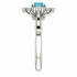 Crafted in platinum, this ring features one oval Genuine Blue Zircon gemstone accented with 18 genuine diamonds.
