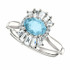 Crafted in sterling silver, this ring features one oval Genuine Aquamarine gemstone accented with 18 genuine diamonds. 