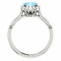 Crafted in 14k white gold, this ring features one oval Genuine Aquamarine gemstone accented with 18 genuine diamonds. 