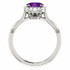 Crafted in 14k white gold, this ring features one oval Genuine Amethyst gemstone accented with 18 genuine diamonds. 
