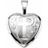 This lovely pendant features a sterling silver filled heart shaped locket with a cross on the front. 