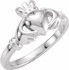 This traditional Irish symbol represents love for the heart, friendship for the hands, and loyalty for the crown. This traditional Claddagh ring is set in polished 10k white gold.
